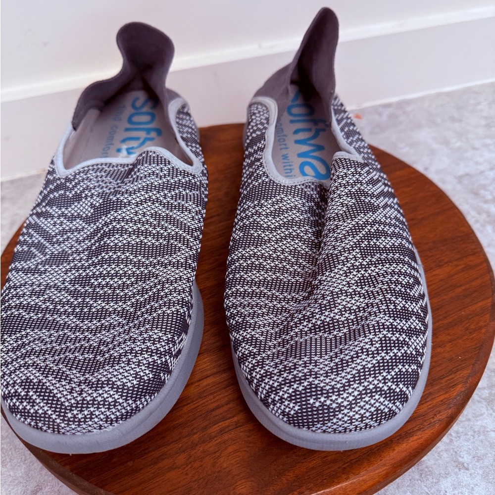 Mens Grey Patterned‎ Soft Walk Slip-On Shoes 12 sz